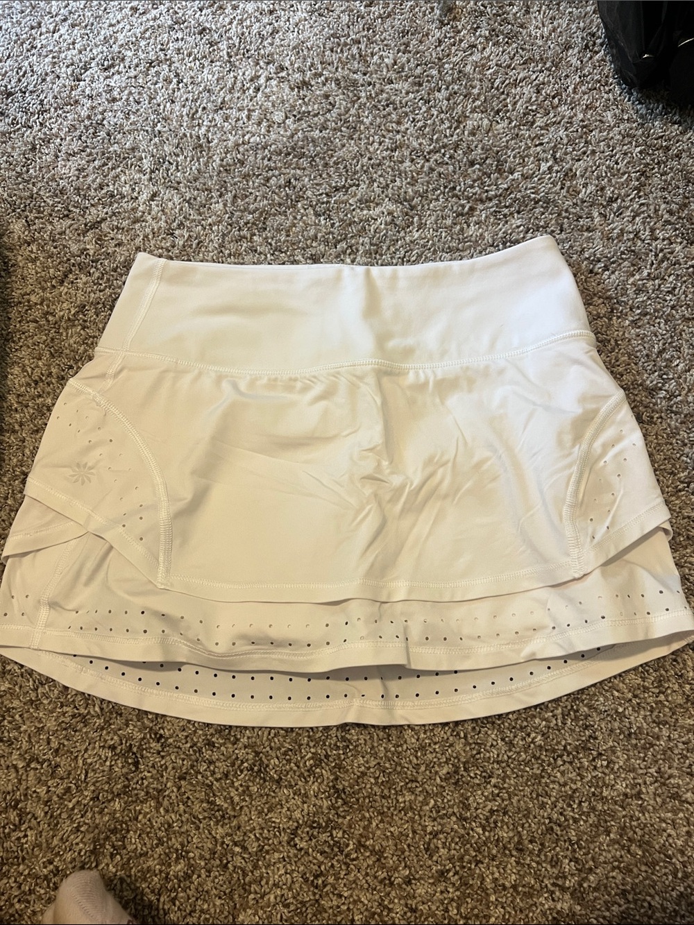 Athleta White Layered Athletic Skort with Perforated Hem
